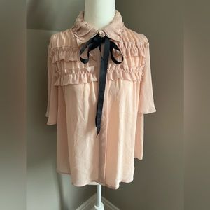 Zara cream see through blouse xs